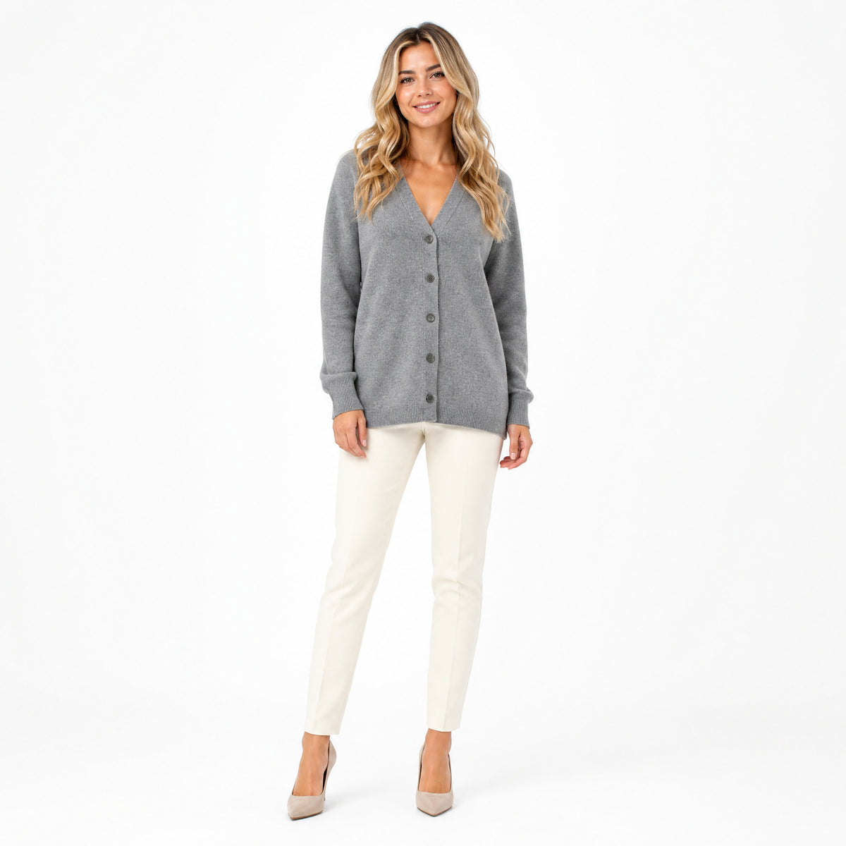 Women's Loose V Neck Cashmere Cardigan
