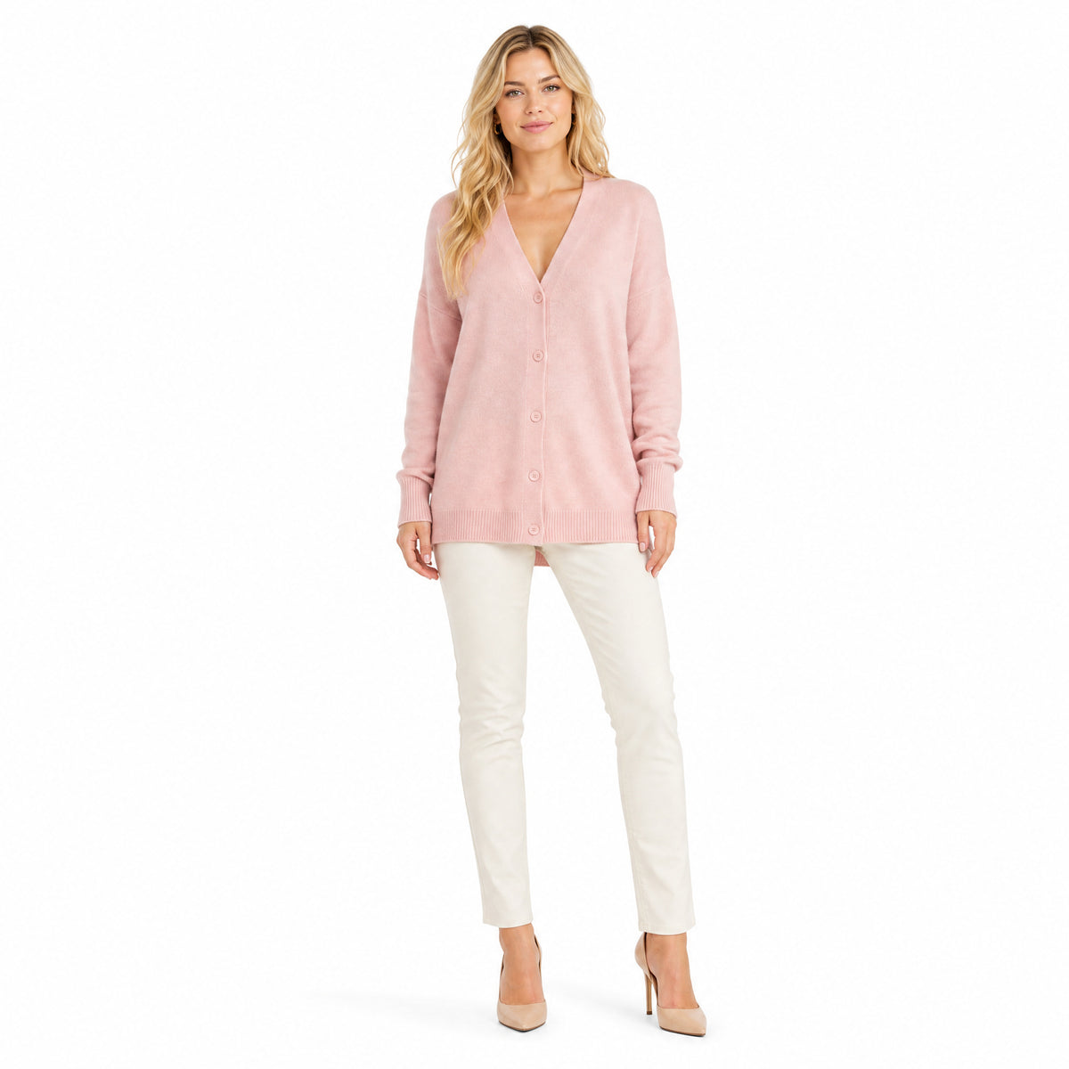 Women's Loose V Neck Cashmere Cardigan