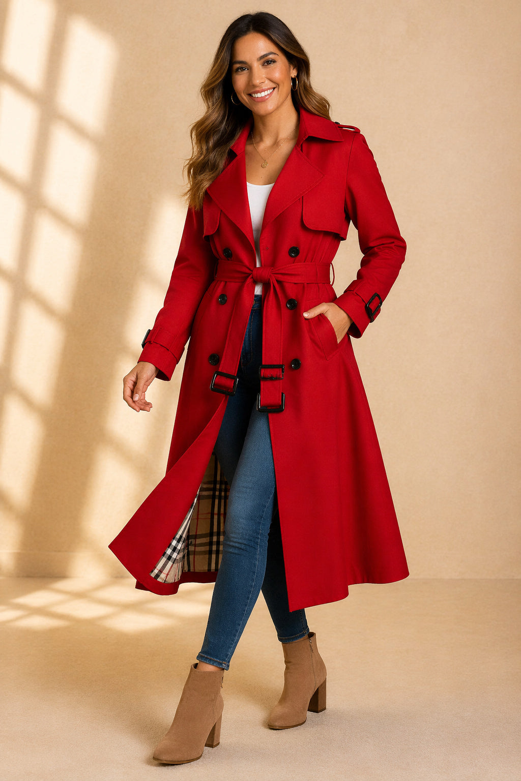 Women's Maxi Collared Long Trench Coat