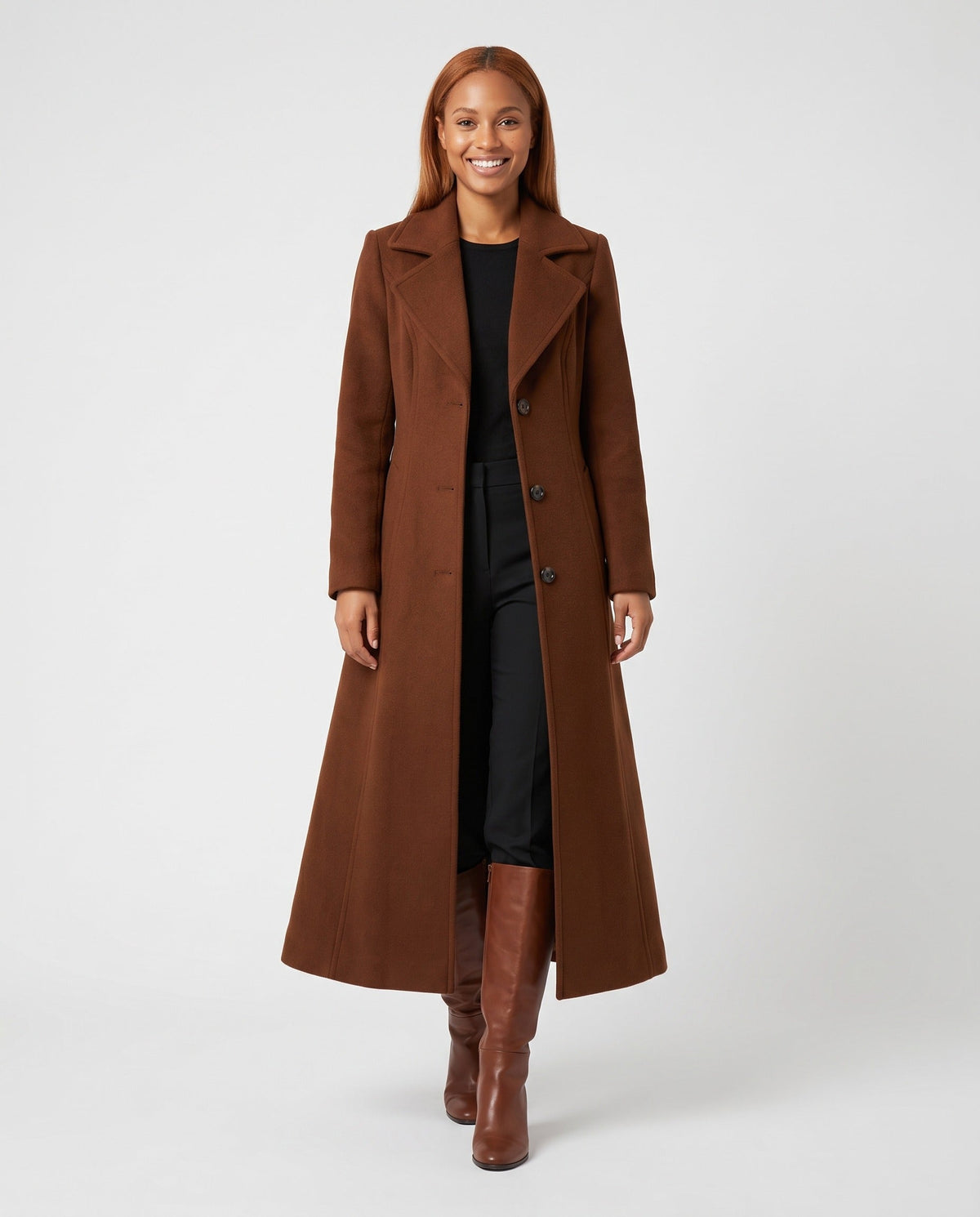 Women's Maxi Collared Long Wool Blend Coat