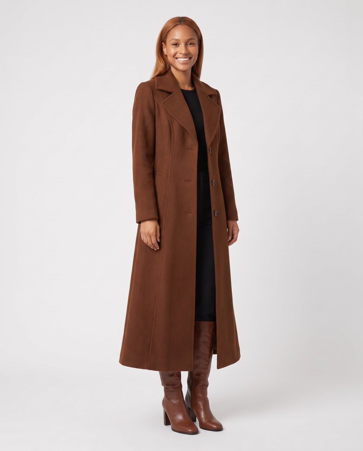 Women's Maxi Collared Long Wool Blend Coat