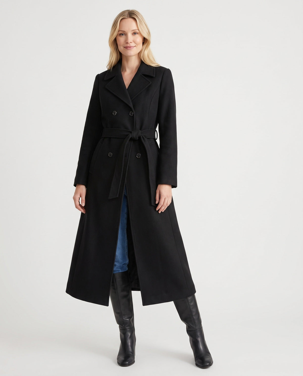 Women's Maxi Collared Long Wool Blend Coat