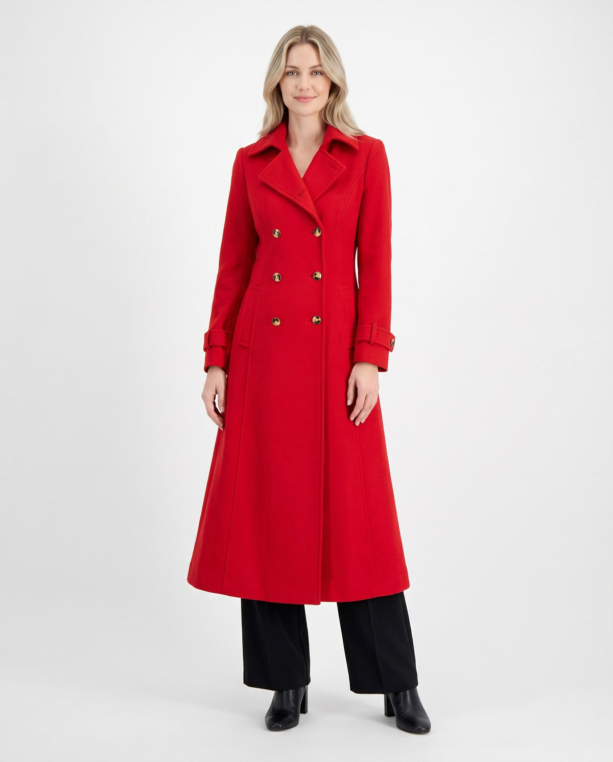 Women's Maxi Collared Long Wool Blend Coat