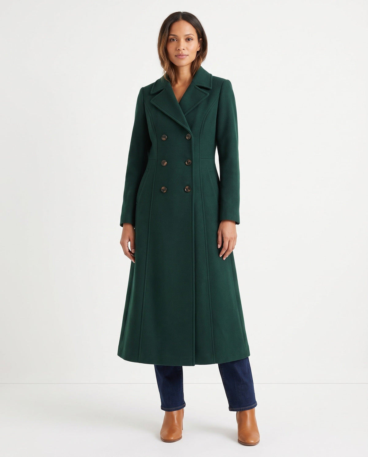 Women's Maxi Collared Long Wool Blend Coat