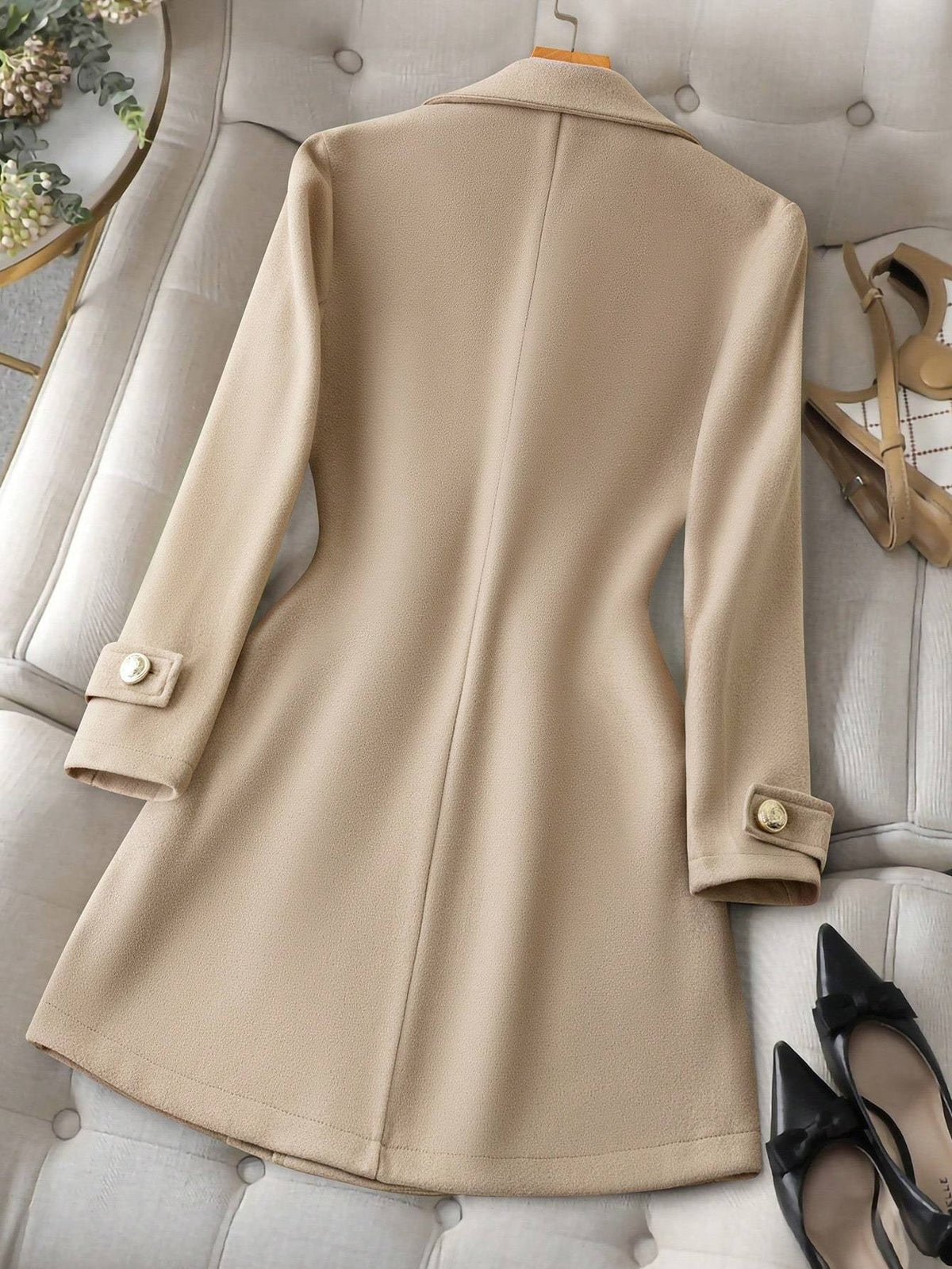 Women's Midi Double Breasted A-Line Coat