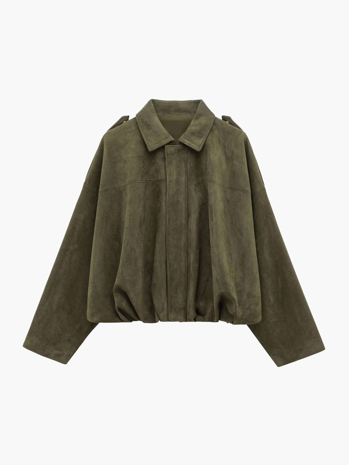 Women's Oversized Collared Suede Bomber Jacket