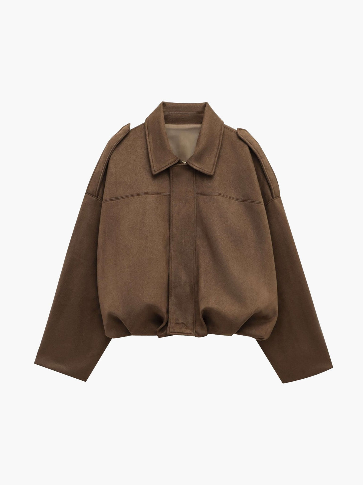Women's Oversized Collared Suede Bomber Jacket