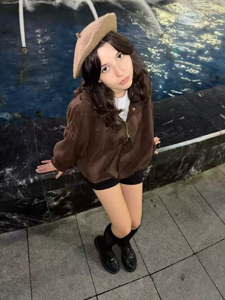 Women's Oversized Collared Suede Bomber Jacket