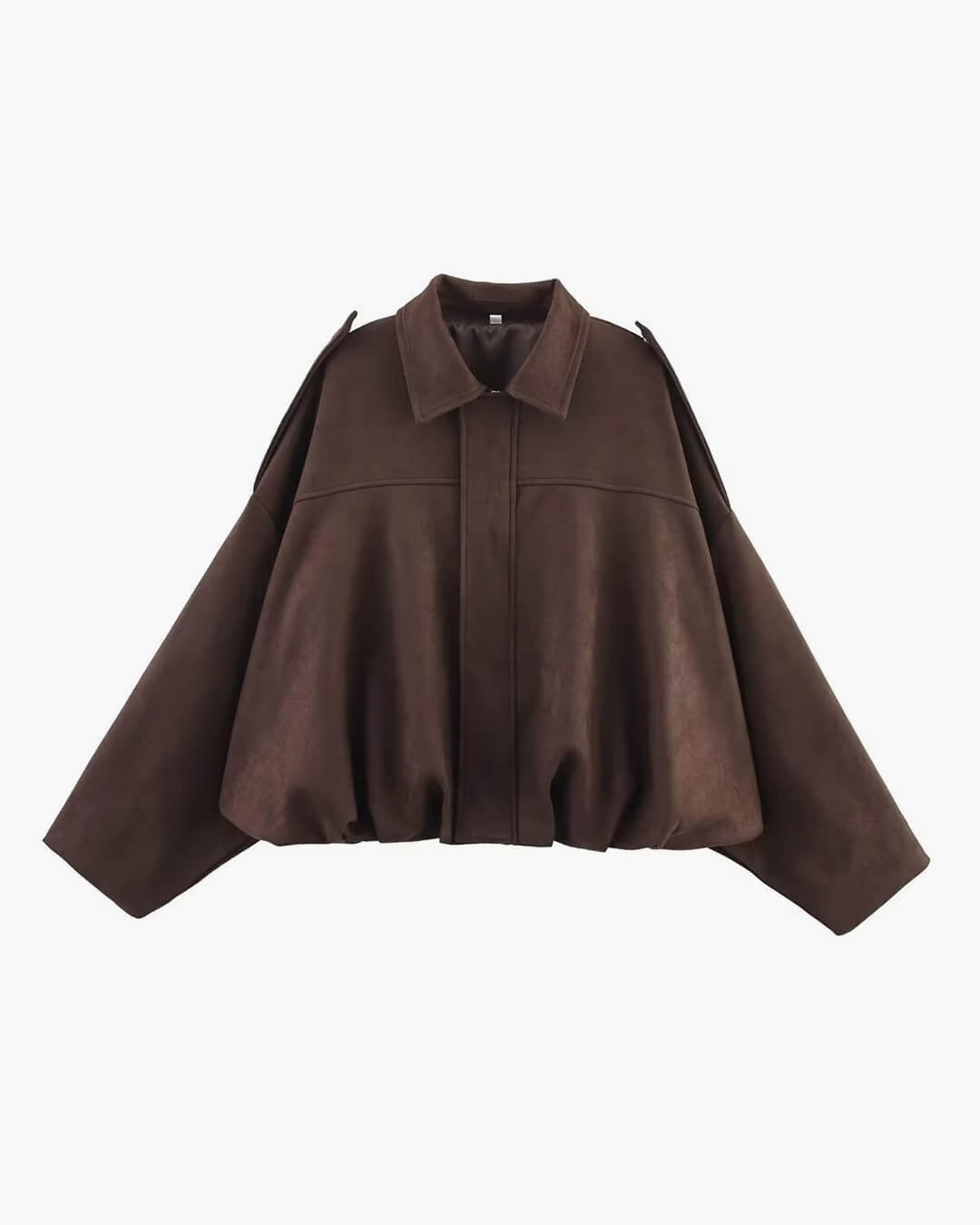Women's Oversized Collared Suede Bomber Jacket