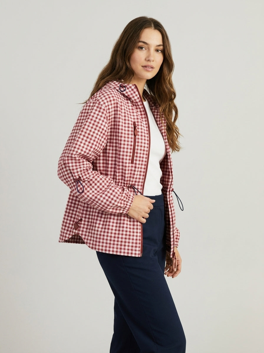 Women's Oversized Gingham Waterproof Raincoat