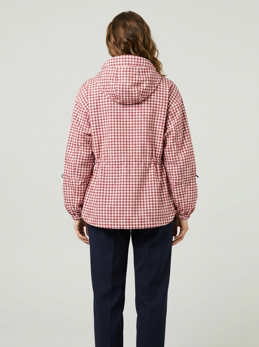 Women's Oversized Gingham Waterproof Raincoat