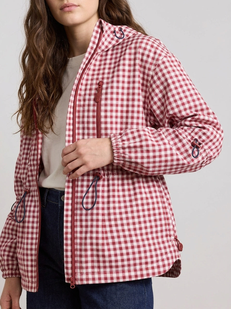 Women's Oversized Gingham Waterproof Raincoat