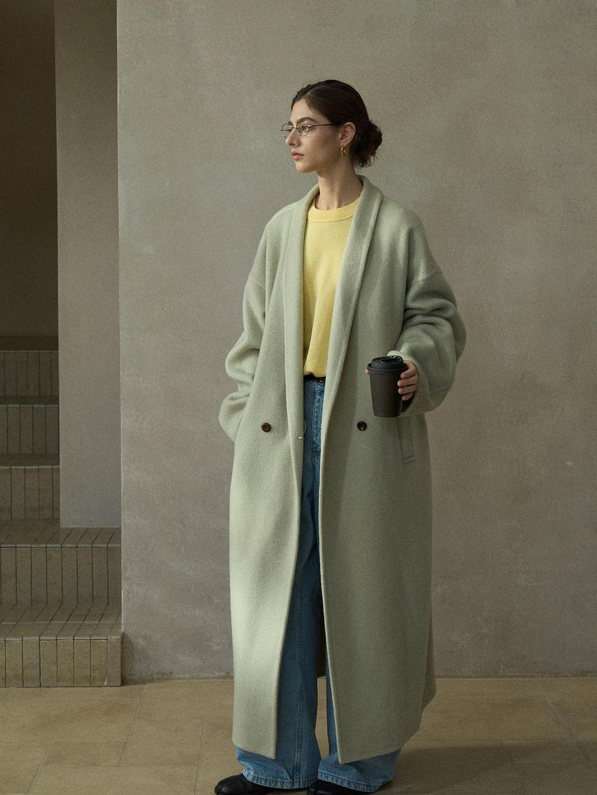 Women's Oversized Plain Wool Coat