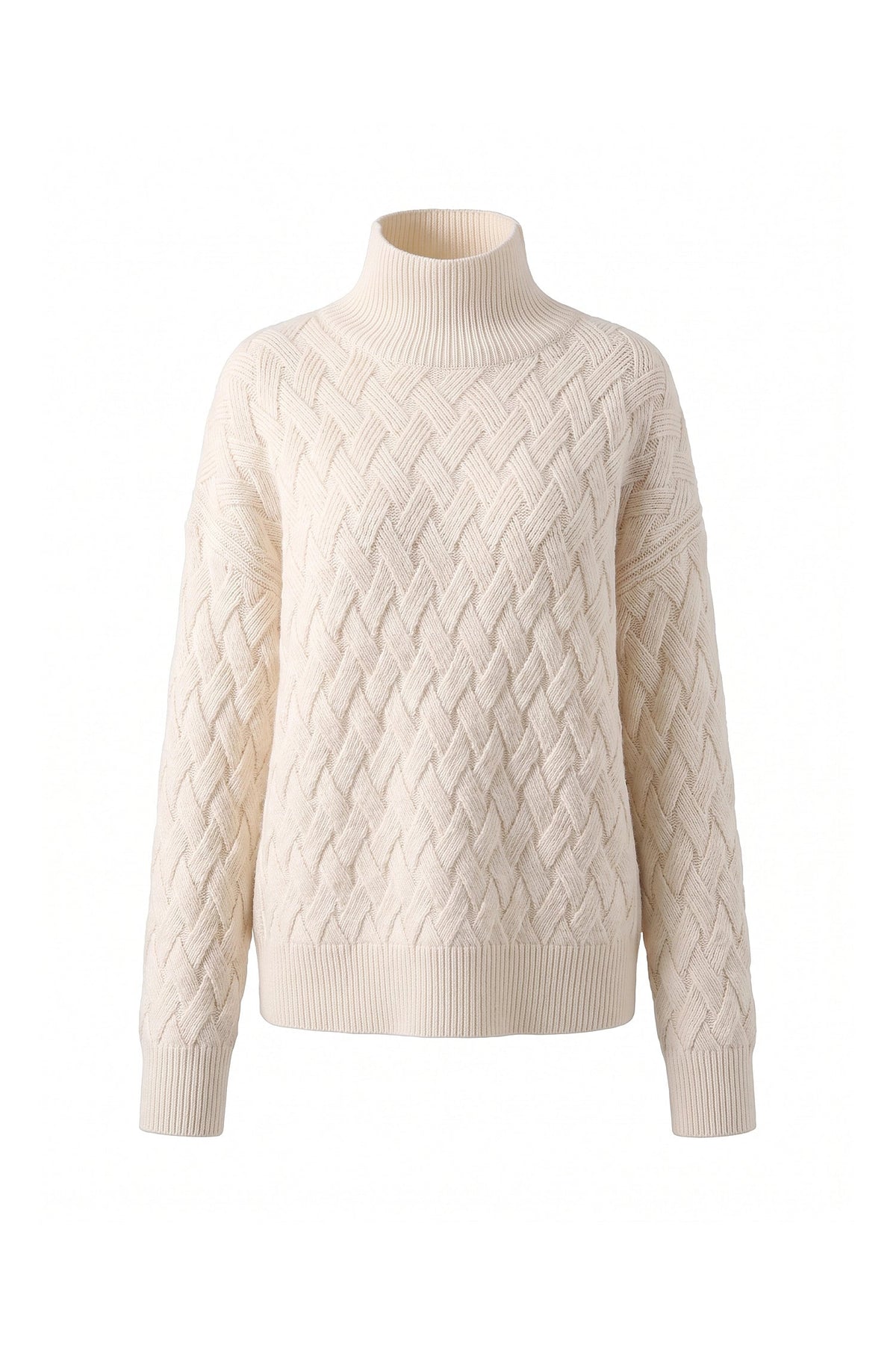 Women's Oversized Roll Neck Textured Knit Jumper