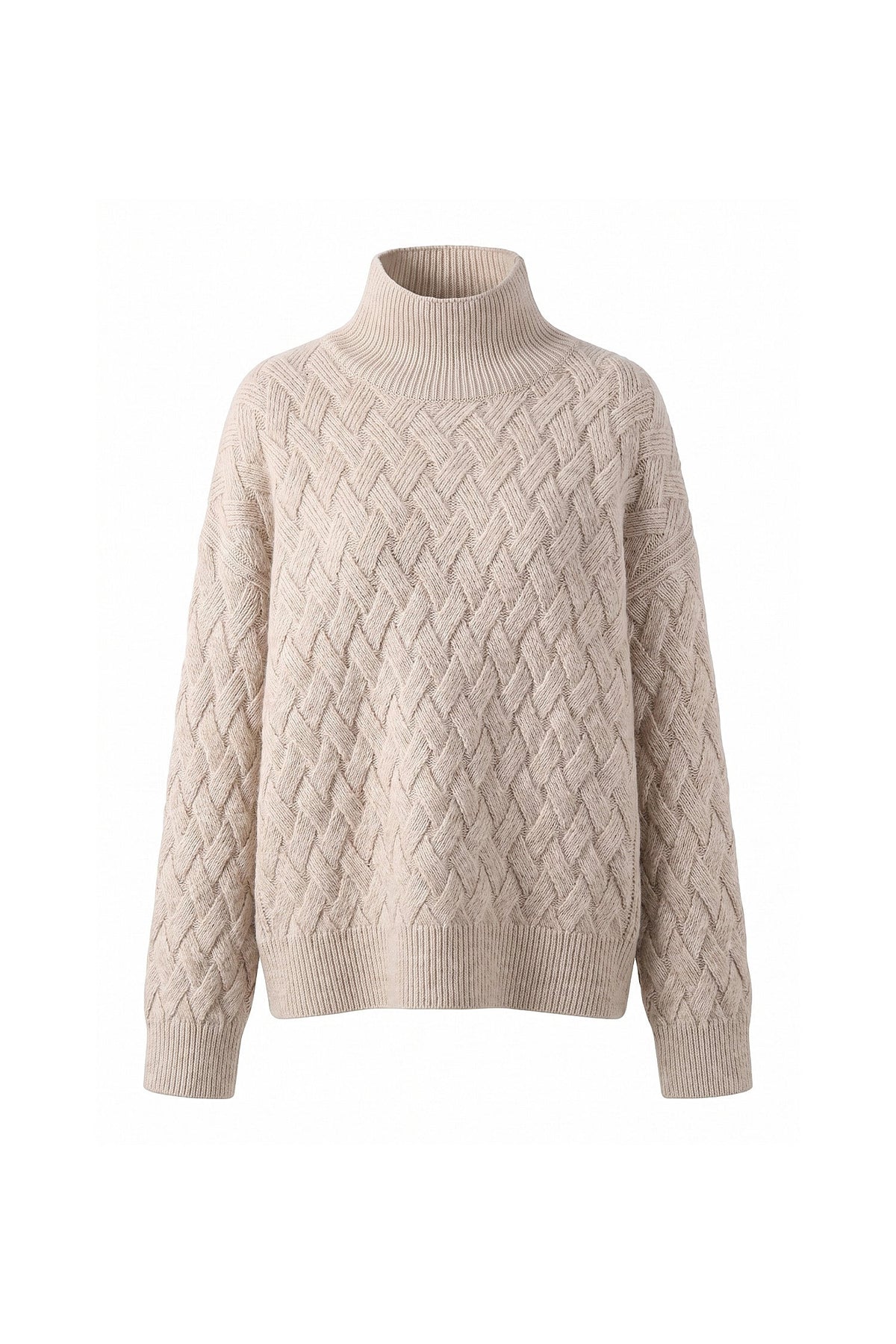 Women's Oversized Roll Neck Textured Knit Jumper