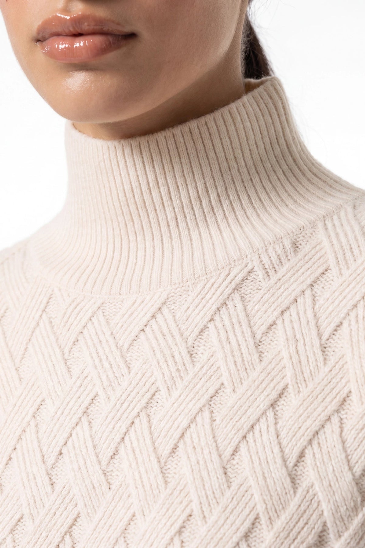 Women's Oversized Roll Neck Textured Knit Jumper