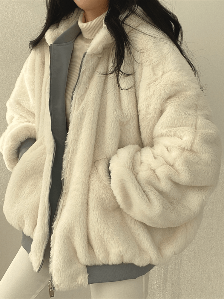 Women's Oversized Zip-Up Hooded Bomber Jacket