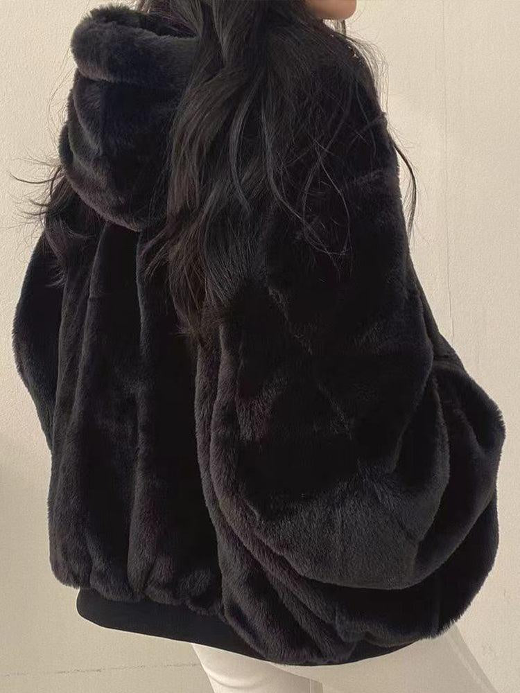Women's Oversized Zip-Up Hooded Bomber Jacket