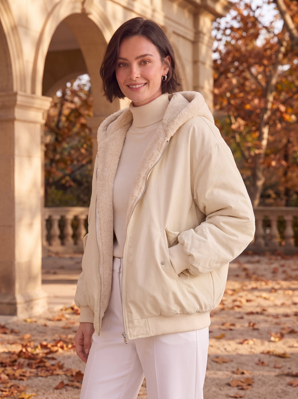 Women's Oversized Zip-Up Hooded Jacket