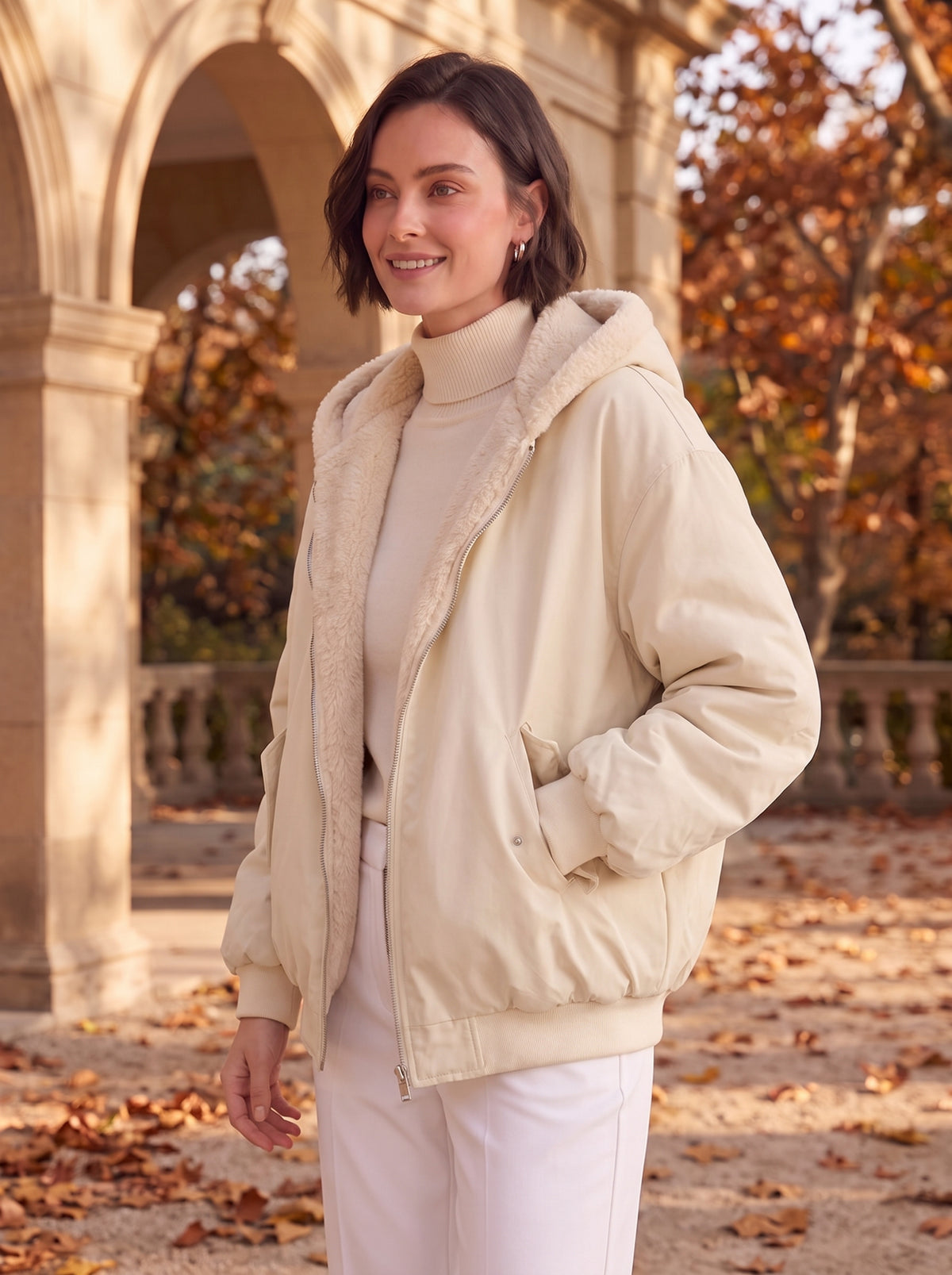 Women's Oversized Zip-Up Hooded Jacket