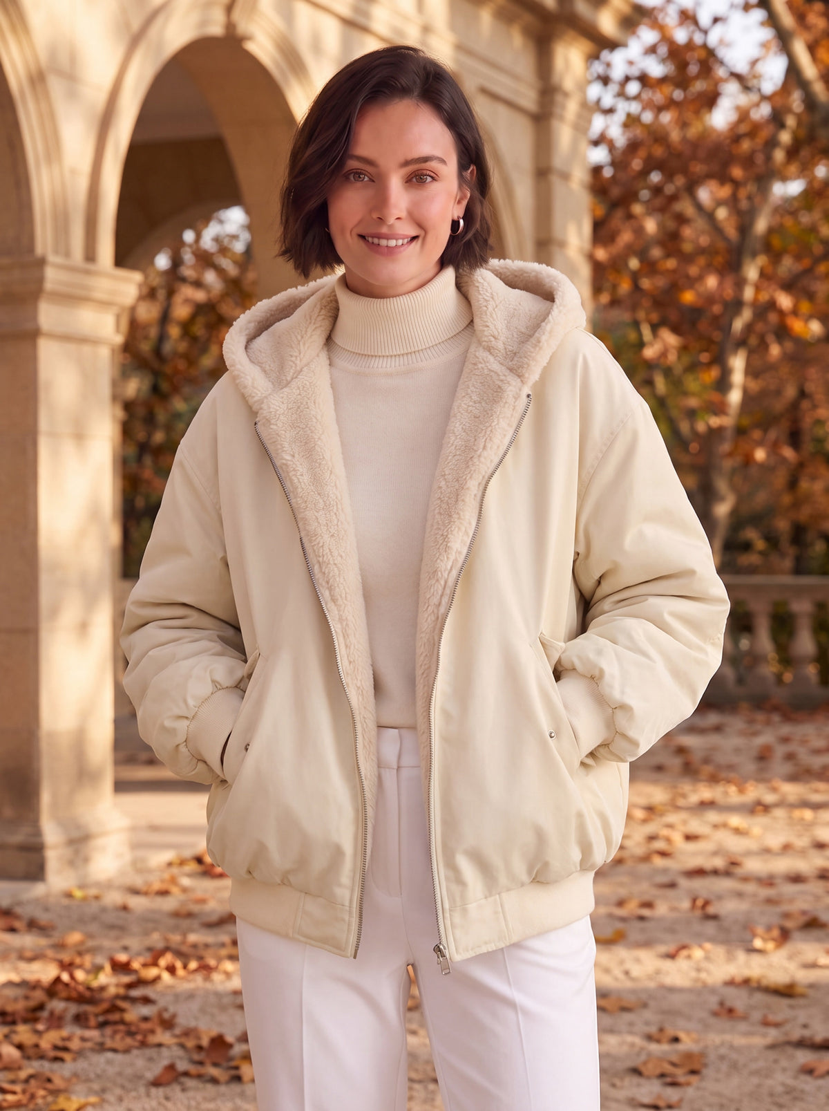 Women's Oversized Zip-Up Hooded Jacket