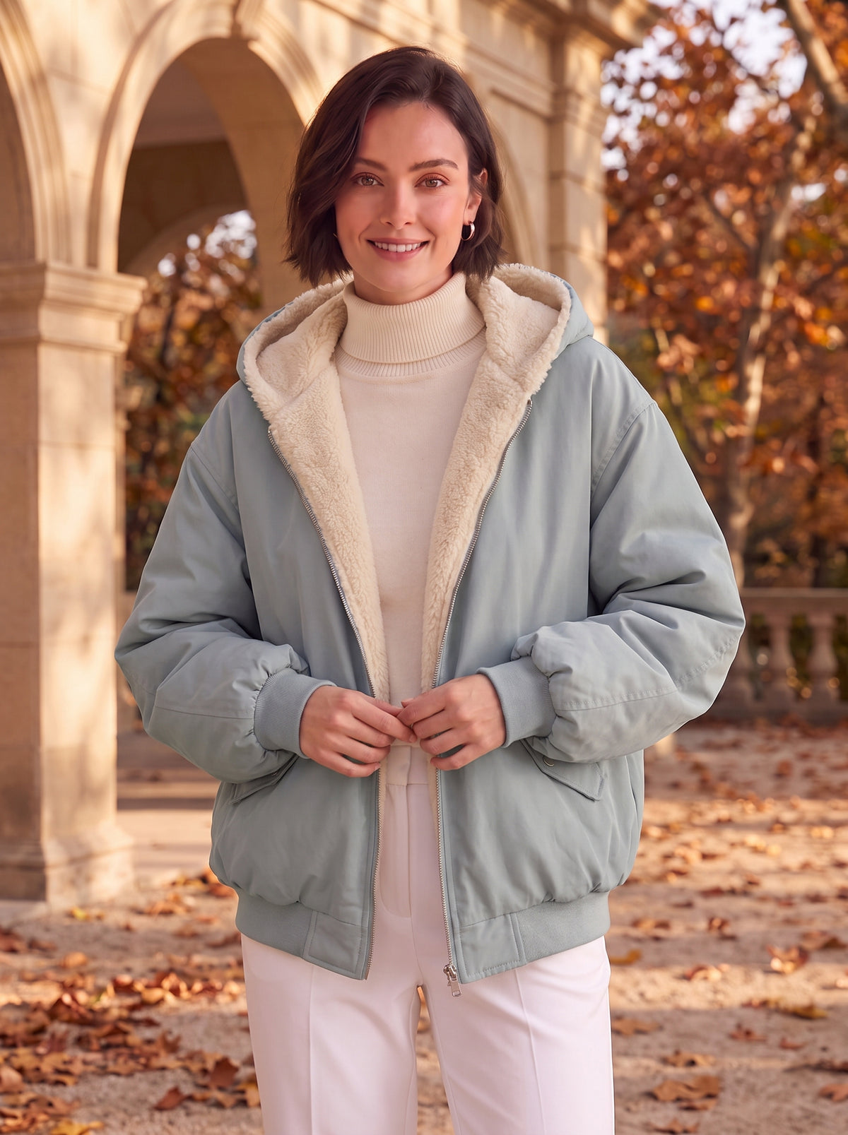 Women's Oversized Zip-Up Hooded Jacket