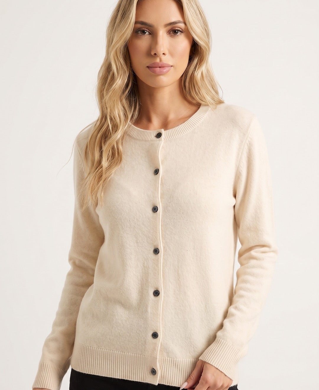 Women's Plain Fine Knit Knitted Cardigan