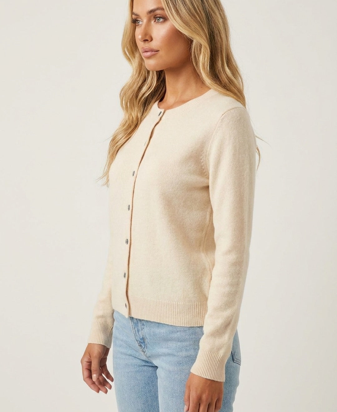 Women's Plain Fine Knit Knitted Cardigan