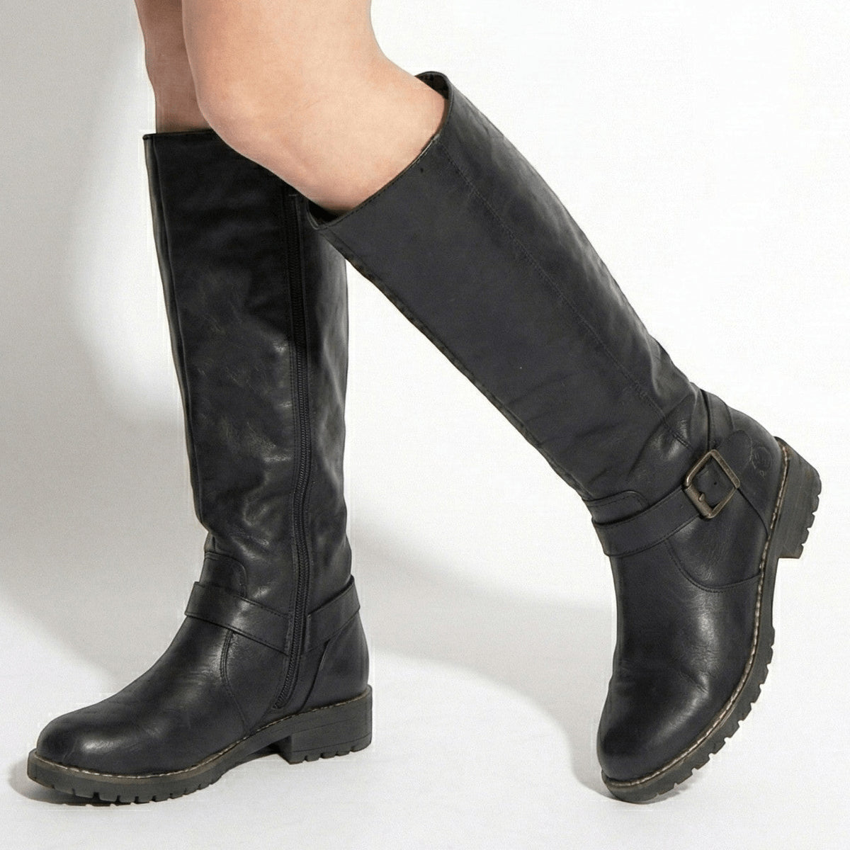 Women's Plain Leather Knee High Boots