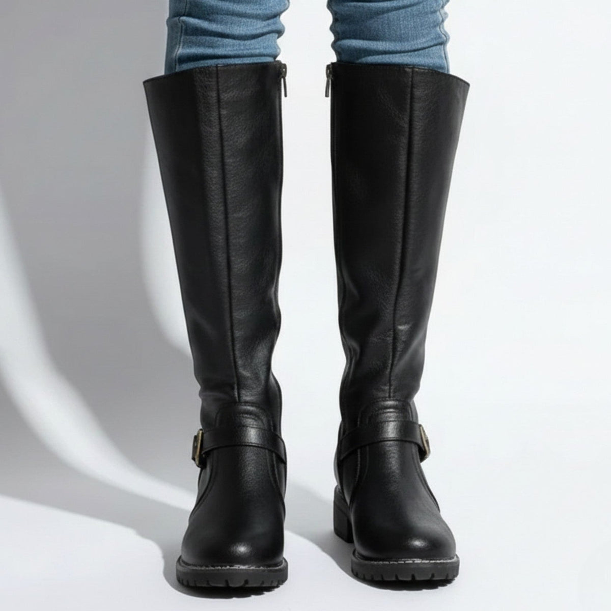 Women's Plain Leather Knee High Boots