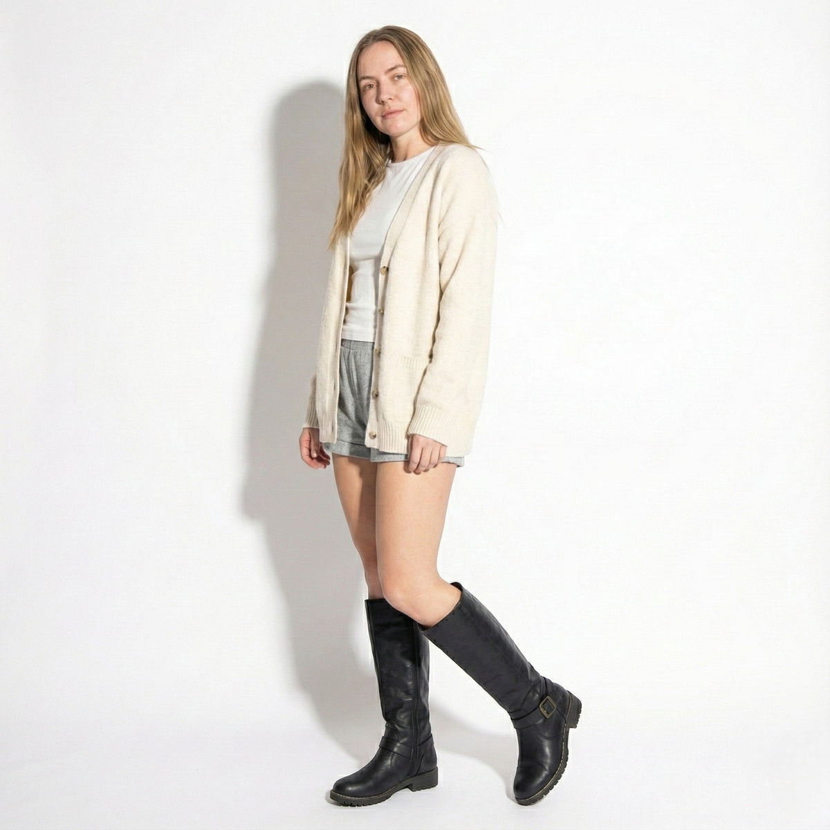 Women's Plain Leather Knee High Boots