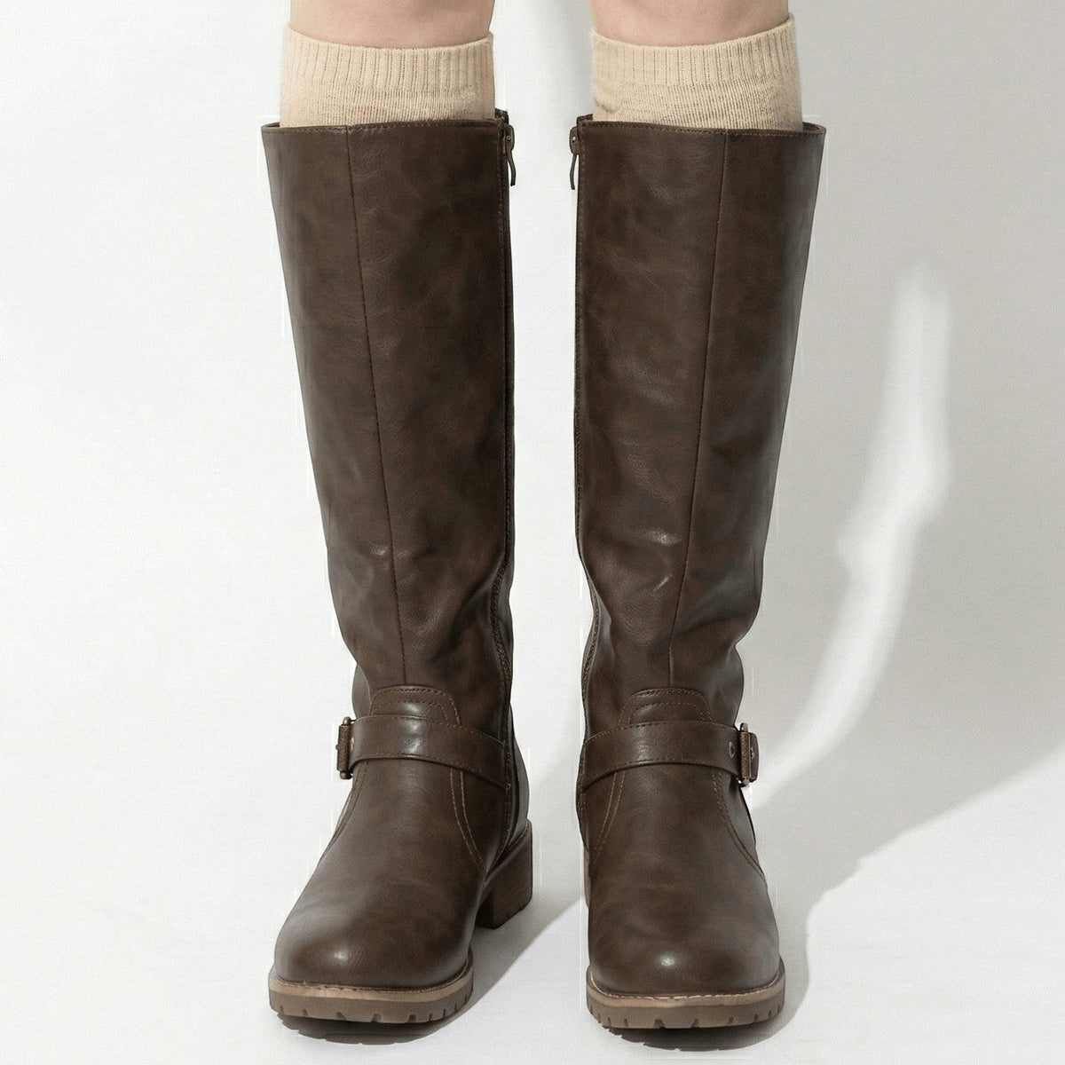 Women's Plain Leather Knee High Boots