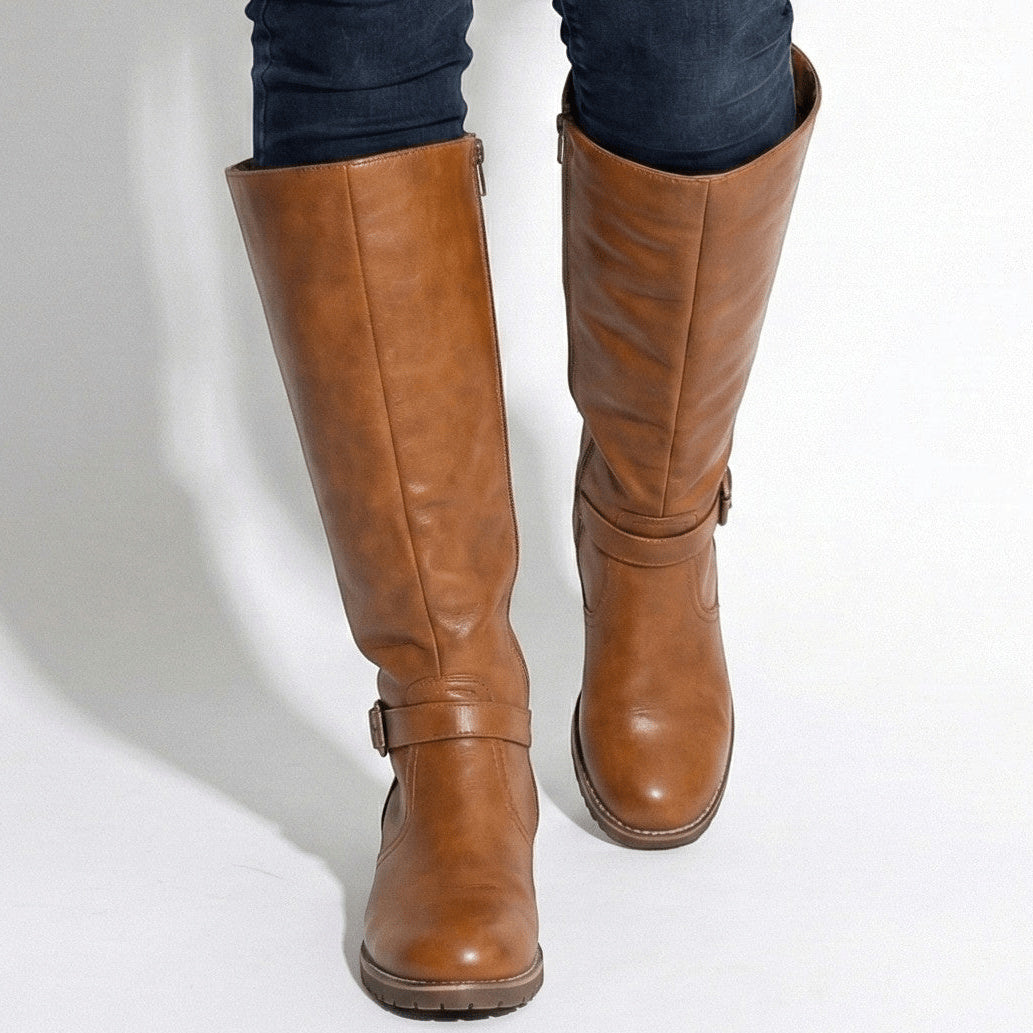Women's Plain Leather Knee High Boots