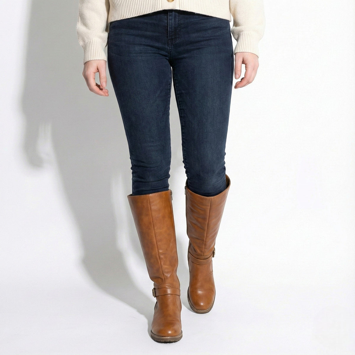 Women's Plain Leather Knee High Boots
