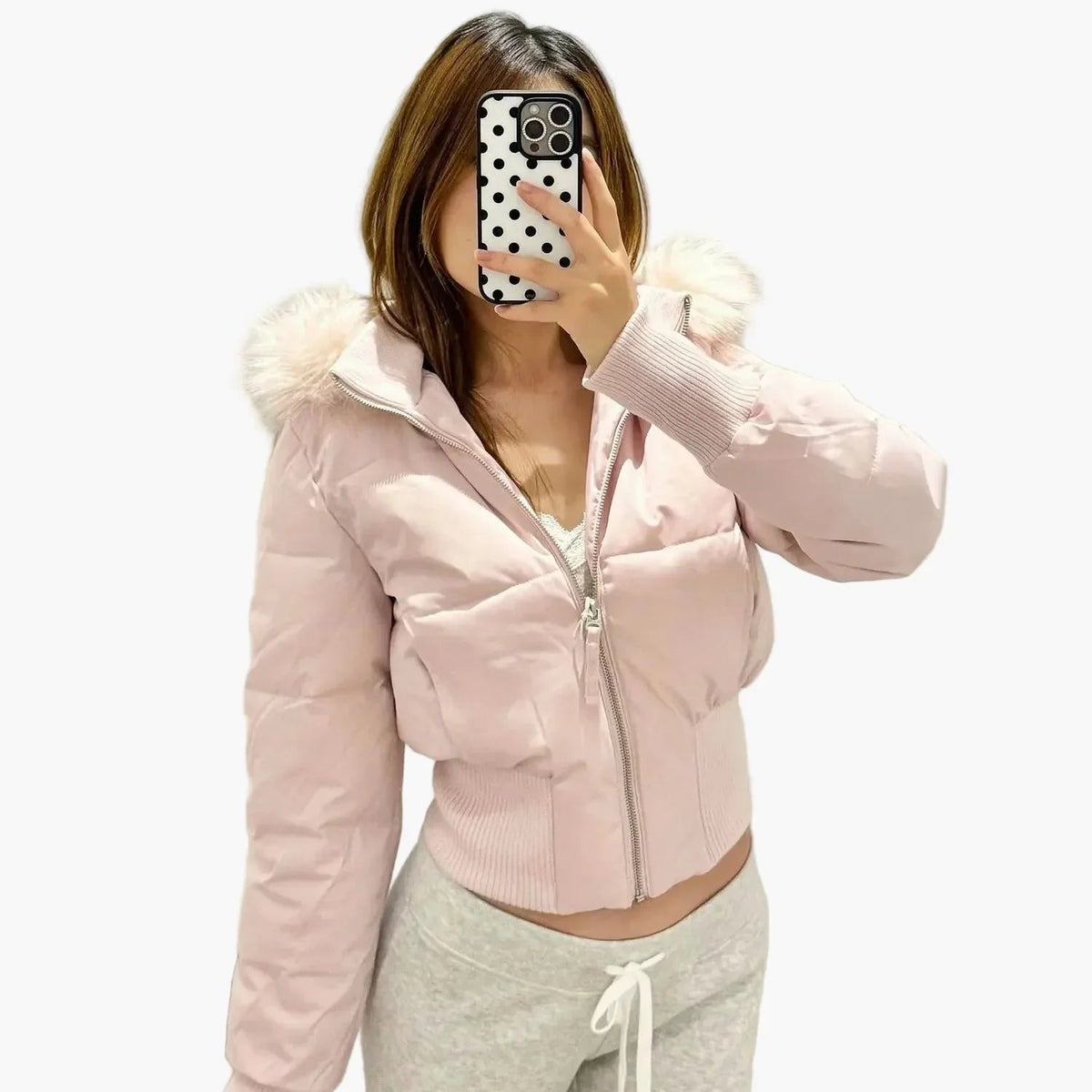 Women's Plain Quilted Hooded Puffer Jacket