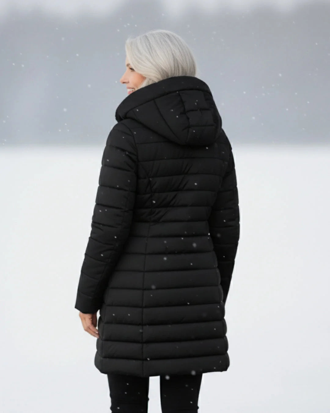Women's Plain Quilted Hooded Puffer Jacket