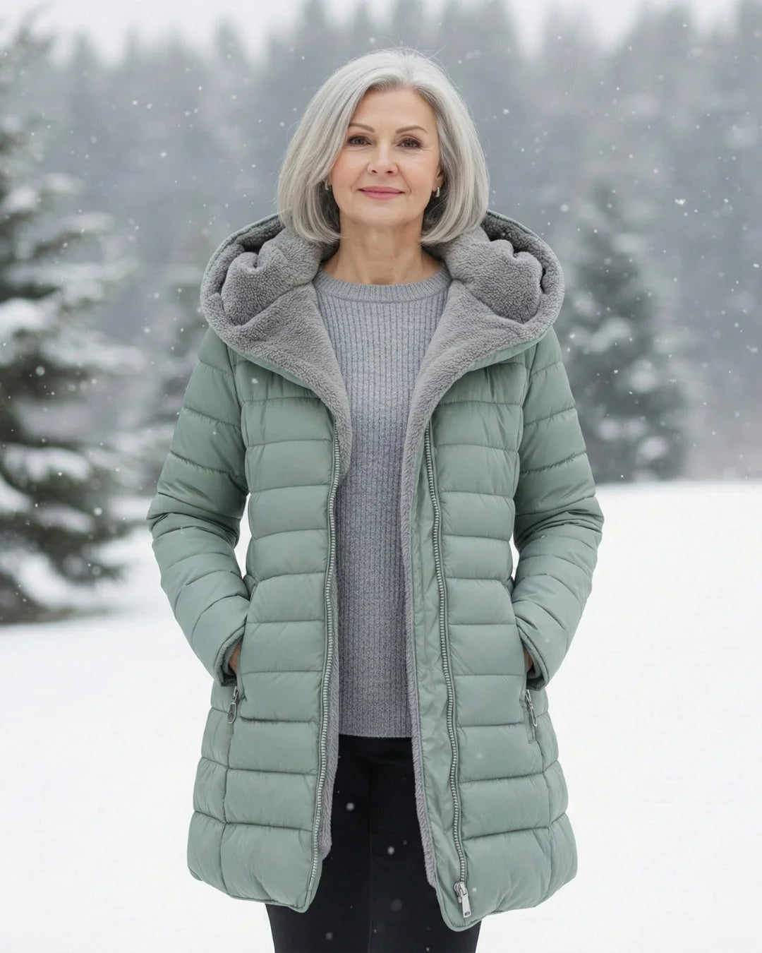 Women's Plain Quilted Hooded Puffer Jacket