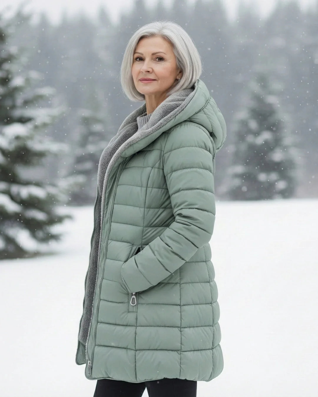 Women's Plain Quilted Hooded Puffer Jacket