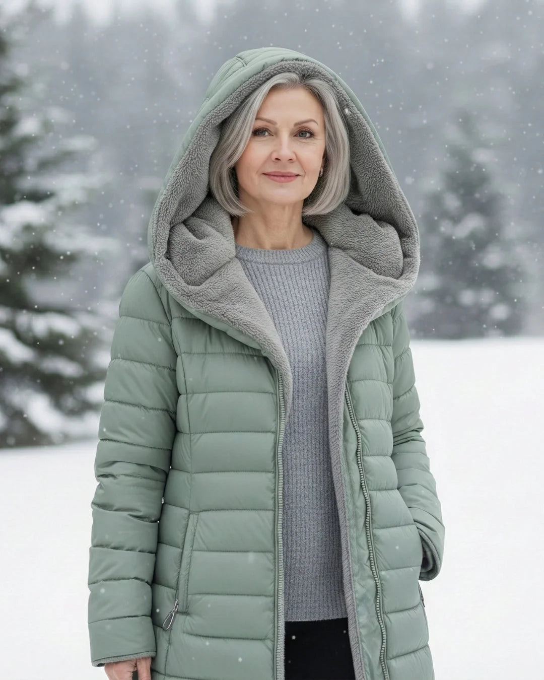 Women's Plain Quilted Hooded Puffer Jacket
