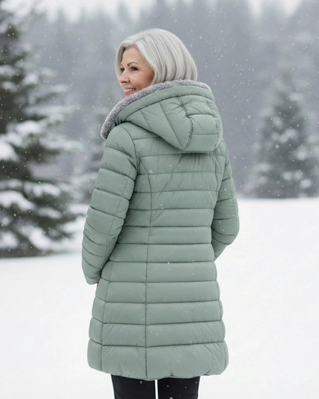 Women's Plain Quilted Hooded Puffer Jacket