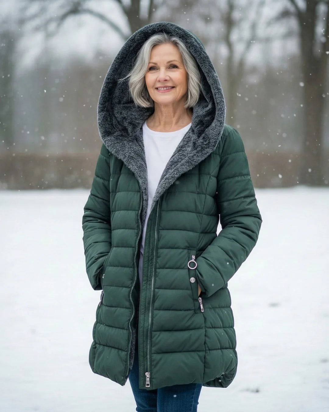 Women's Plain Quilted Hooded Puffer Jacket