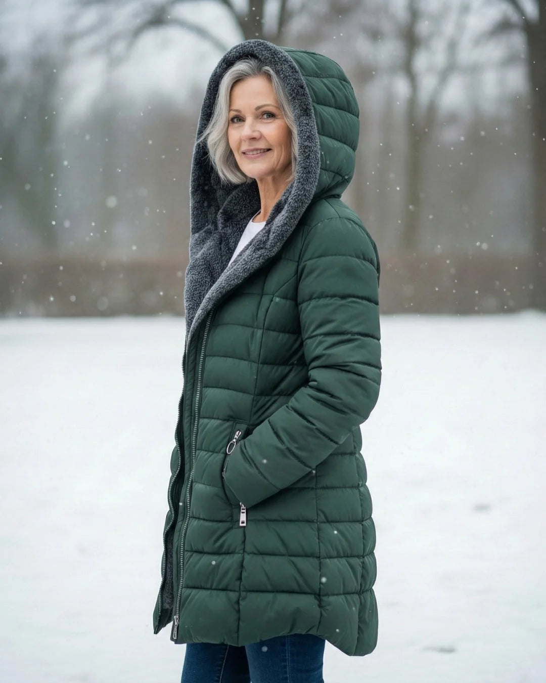 Women's Plain Quilted Hooded Puffer Jacket