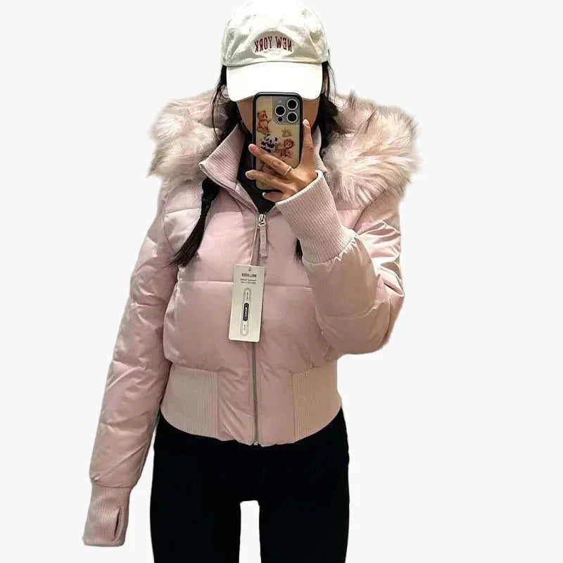 Women's Plain Quilted Hooded Puffer Jacket