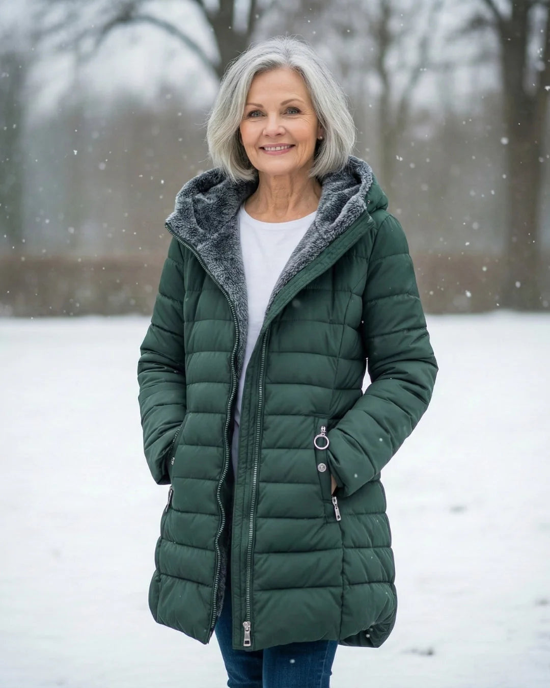 Women's Plain Quilted Hooded Puffer Jacket