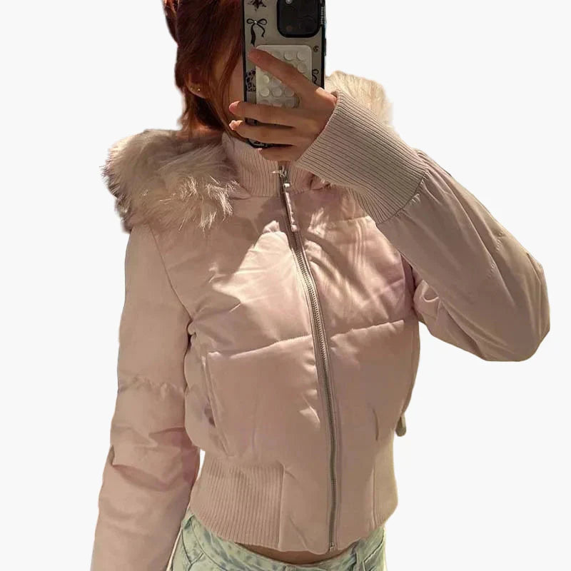 Women's Plain Quilted Hooded Puffer Jacket