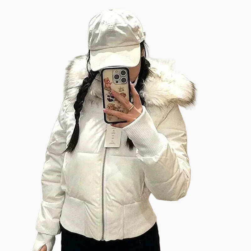 Women's Plain Quilted Hooded Puffer Jacket
