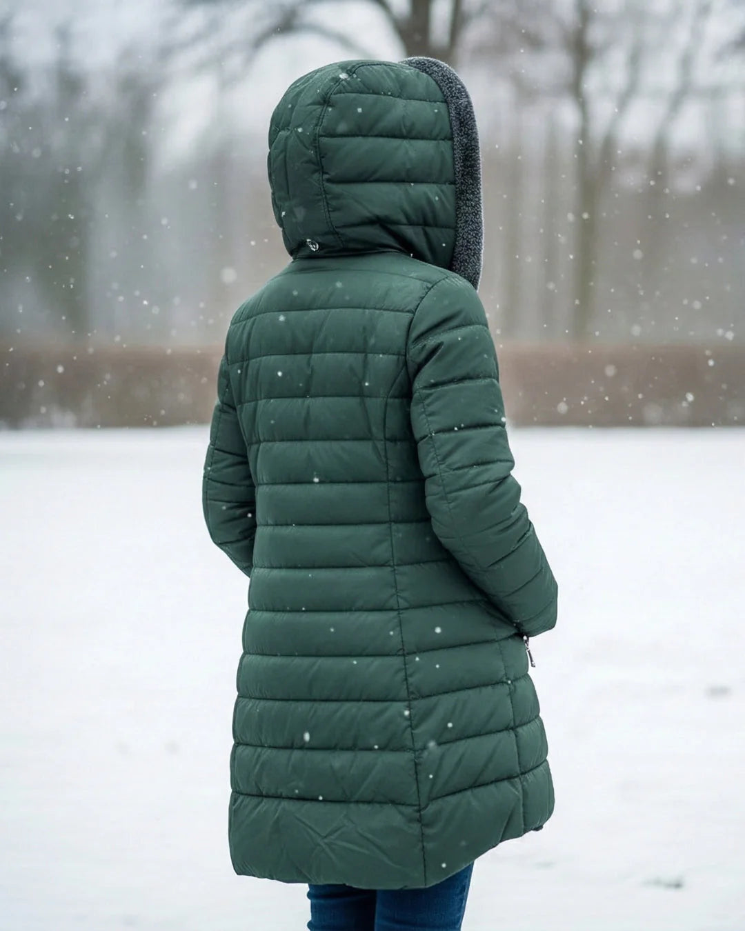 Women's Plain Quilted Hooded Puffer Jacket