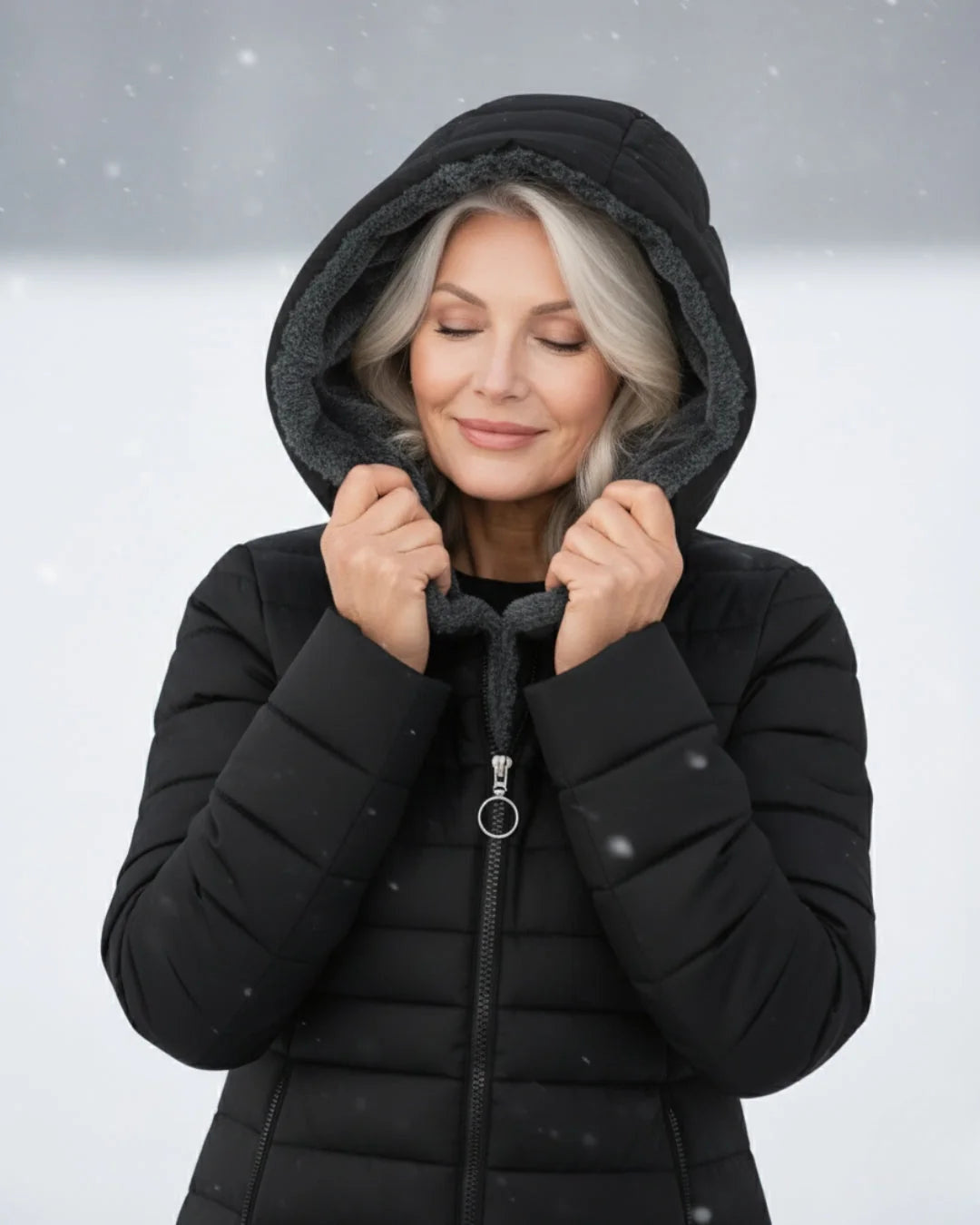 Women's Plain Quilted Hooded Puffer Jacket