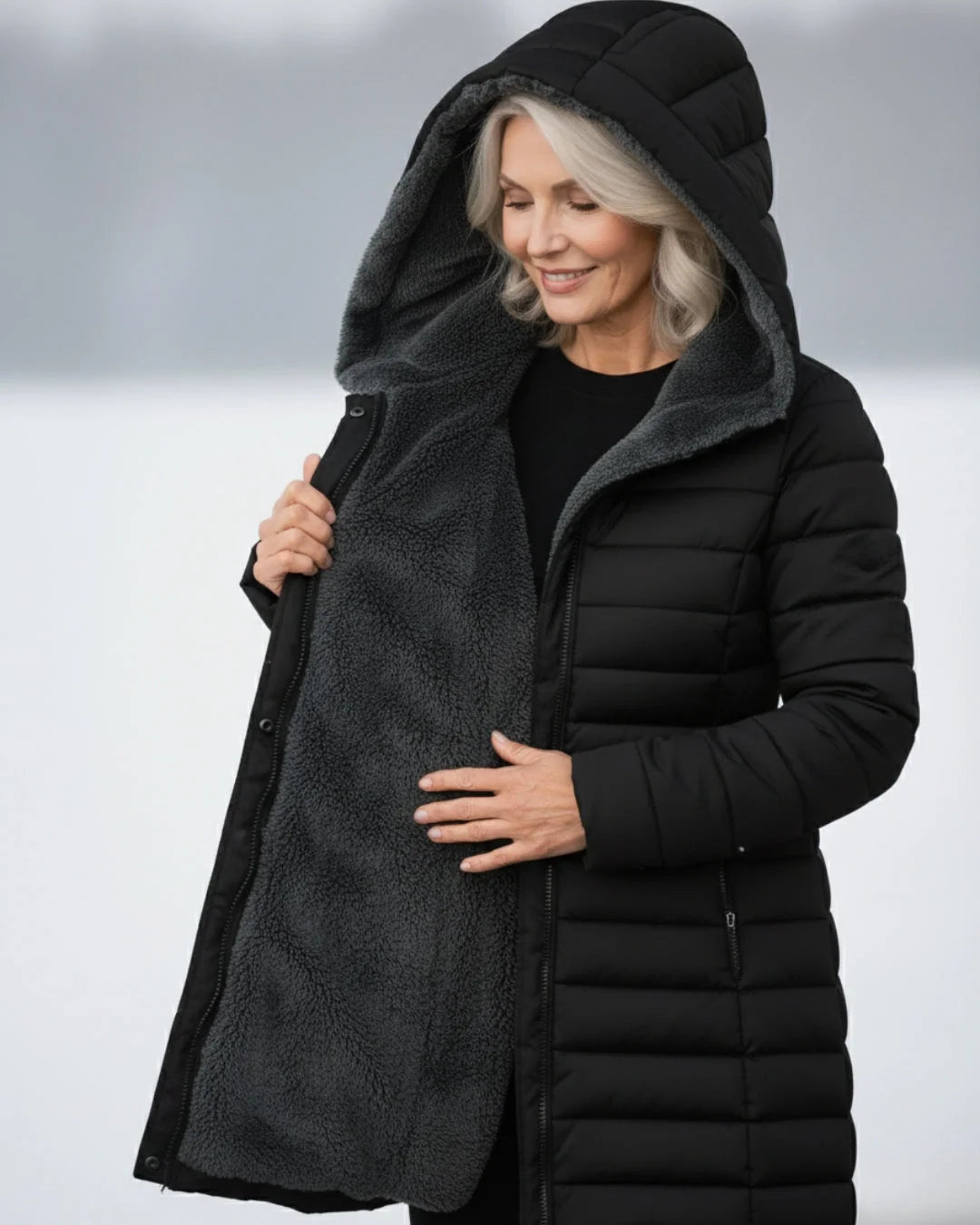 Women's Plain Quilted Hooded Puffer Jacket