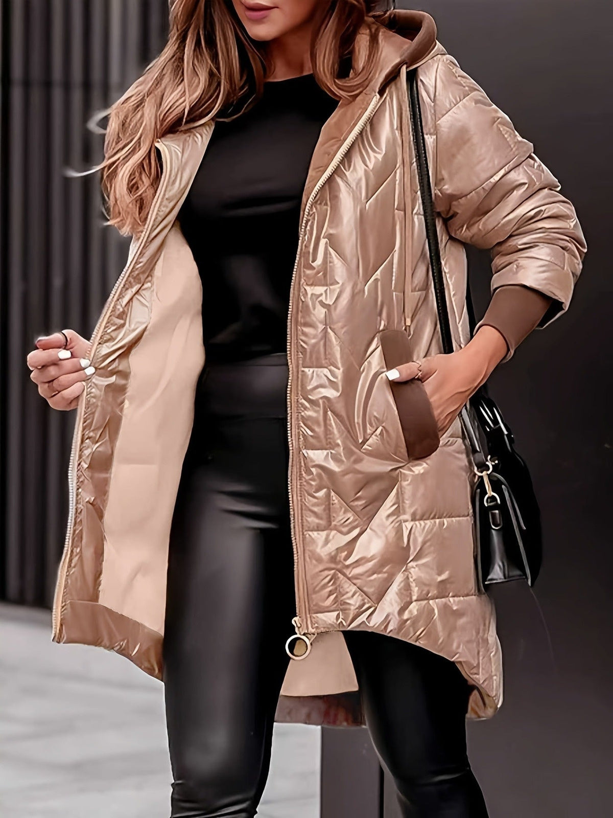 Women's Quilted Hooded Longline Puffer Coat